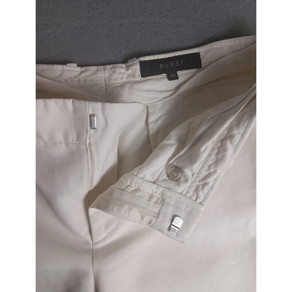 Gucci Men’s Ivory Silk Blend Dress Pants IT 44 Slim Tailored Made in Italy